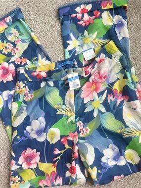 J. McLaughlin Navy Floral Reef Botanical Broderick Pants size NWT $198